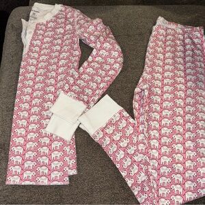 Roller Rabbit Pink and White Elephant Kids Pajama Set Size 10